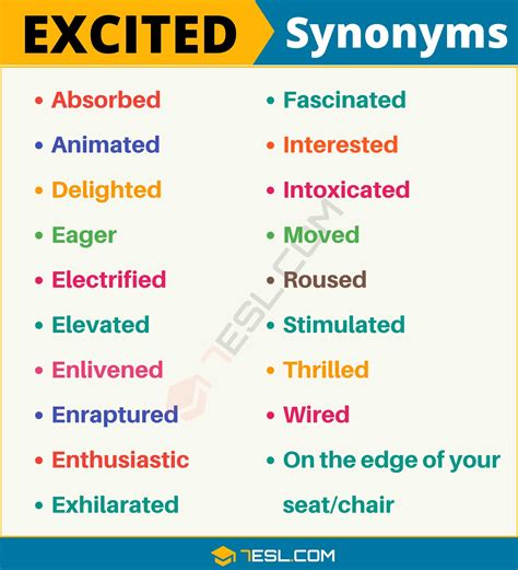 The following synonyms are the best Anticipation Butterflies in your stomach Expectation Anxious Exhilaration 11 Other Words for Nervous Excitement Read. . Excitement syn